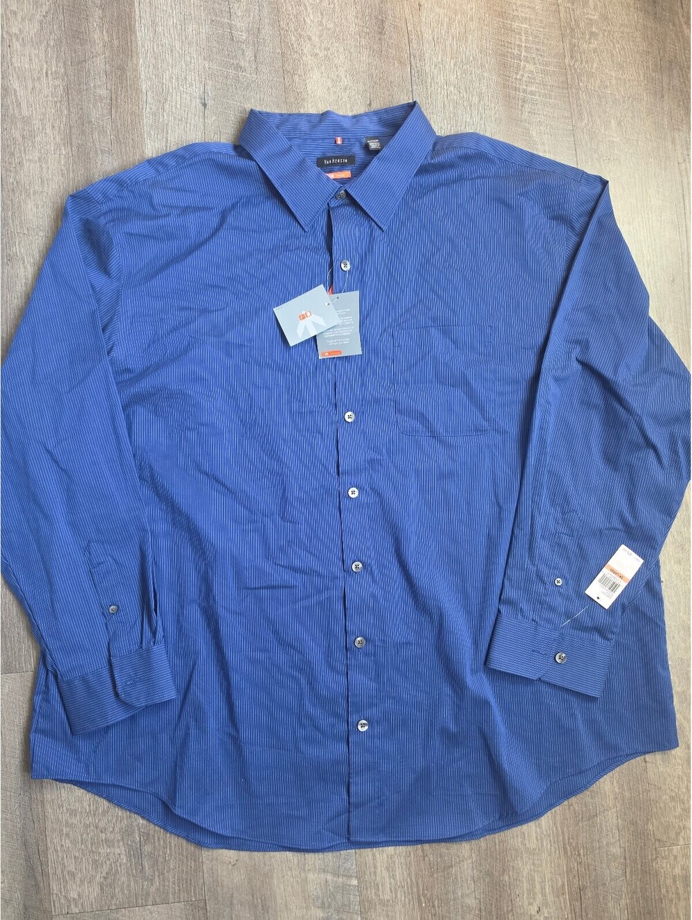 Van Heusen Traveler Men's Long Sleeve Dress Shirt 3XL Blue Pinstripe